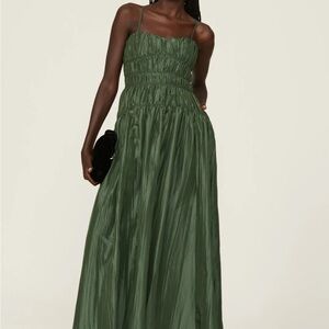 SIMKHAI - Stefanie Taffeta Pleated Gown Emerald Gown